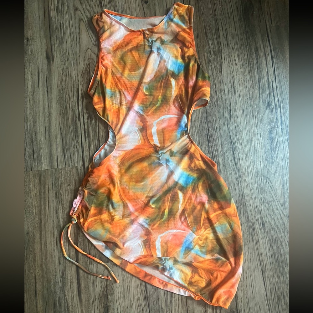 SHEIN Vibrant Orange Tie-Dye Swim Cover-Up